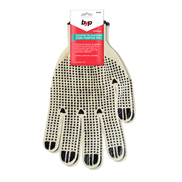 PAR DE GUANTES ALGODON C / PUNTOS PVC JGO2