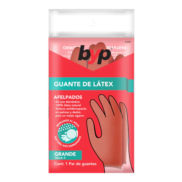 GUANTE LATEX 100% USO DOMESTICO GRANDE (TALLA 9)